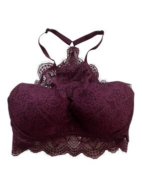Victoria’s Secret PINK Date Racerback Lace Push Up Bra Size S D-DD Burgundy